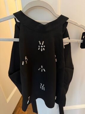 Black Embellished Formal Women's Top